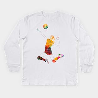 Volleyball player girl Kids Long Sleeve T-Shirt